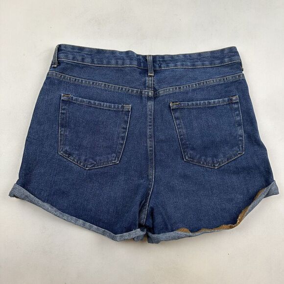 Forever21 Hi-Rise Cuffed Denim Blue Jean Shorts Sz 31 Medium Wash Cotton Blend - Picture 6 of 6